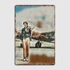 Amelia Earhart With Her Lockheed Electra Circa 1937 Faux Painting Metal Sign Design Home Garage Decoration Tin Sign Posters