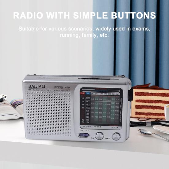 Taşınabilir Radyo AM FM Tam Çok Bantlı HiFi Ses Antenli Düşük Distorsiyonlu Düğmeyle Çalıştırma Cep Boyutunda Radyo