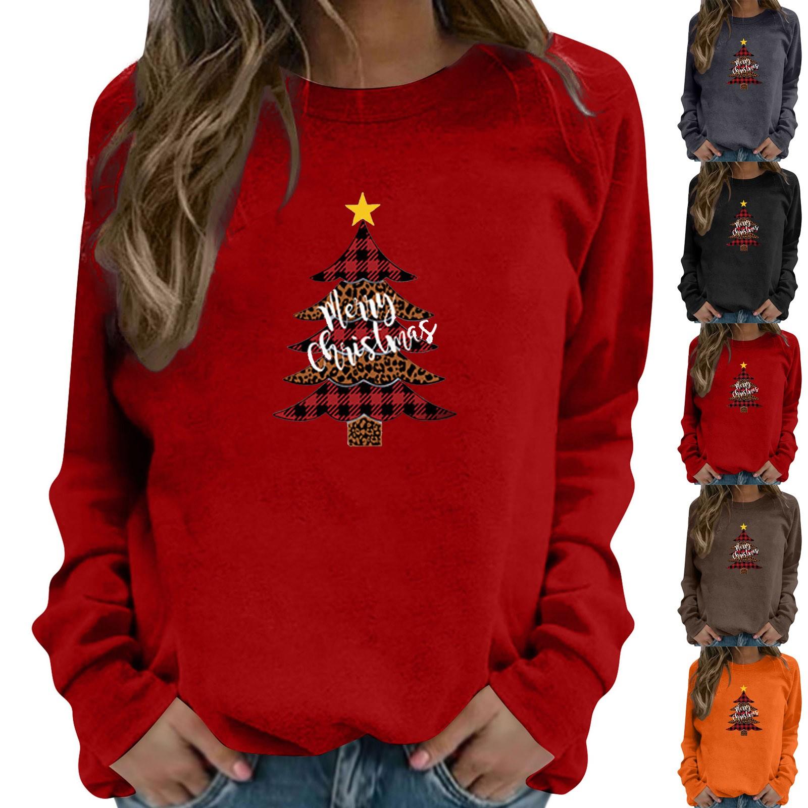 

Женская мода повседневный принт свободная рождественская толстовка с круглым вырезом и длинными рукавами