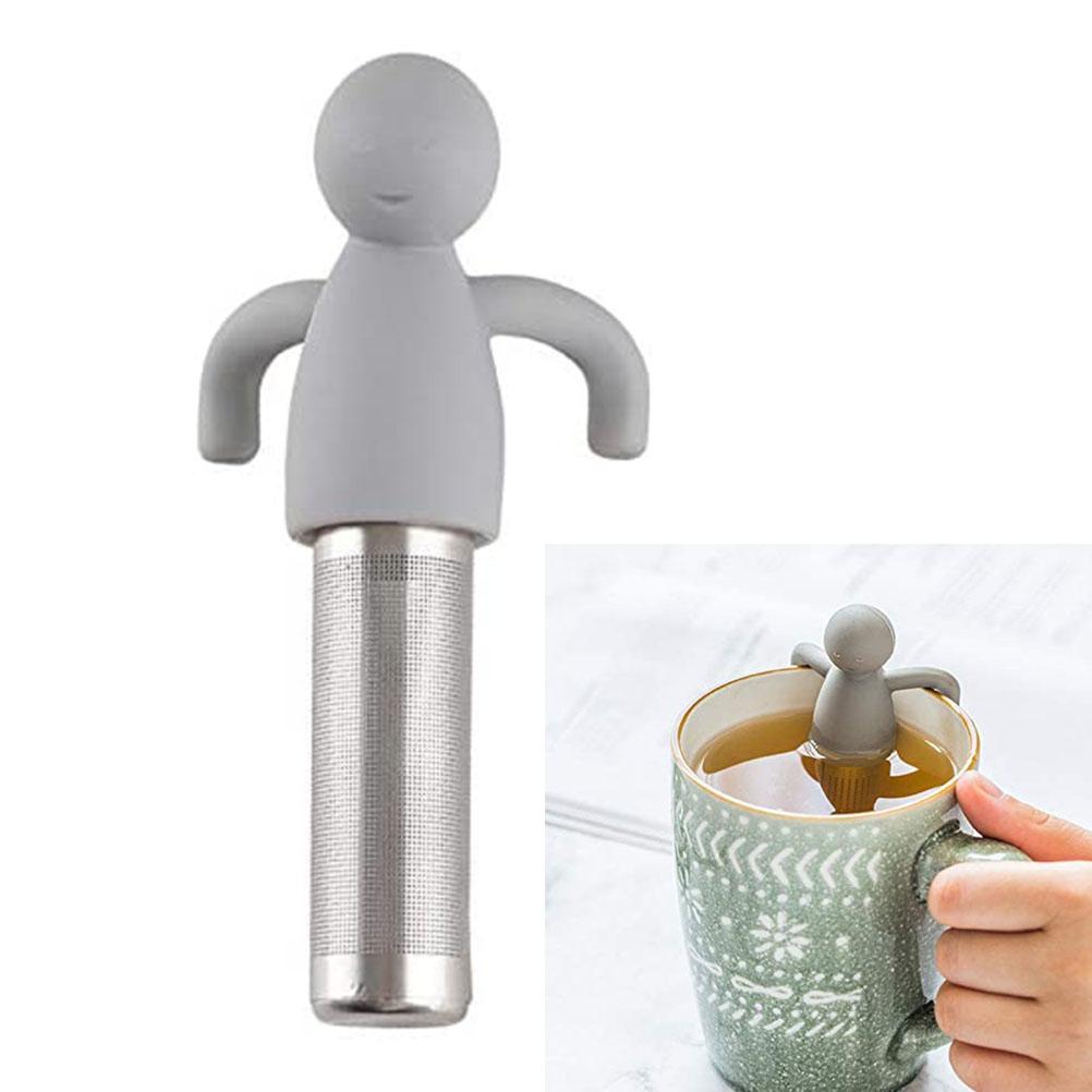 Stainless Steel Silicone Human Shape Tea Infuser Filter Strainer Loose Leaf Brewing Tool