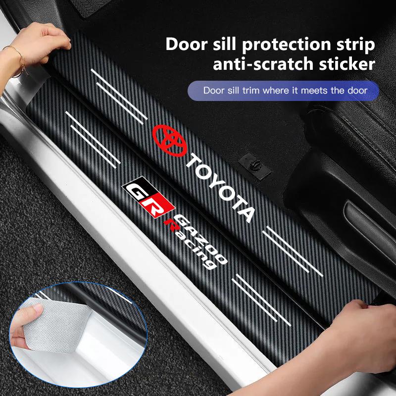 1/4/5Pcs Car Door Sill Protector Strip Anti-Scratch Sticker Keyring For Toyota 86 RAV4 CHR Corolla Camry Yaris Prado Supra Crown