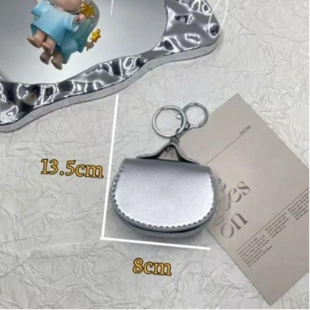 Multifunctional Earphone Bag Car Keychain PU Leather Mini Leather Bag Solid Color Small Bag Pendant Storage Bag