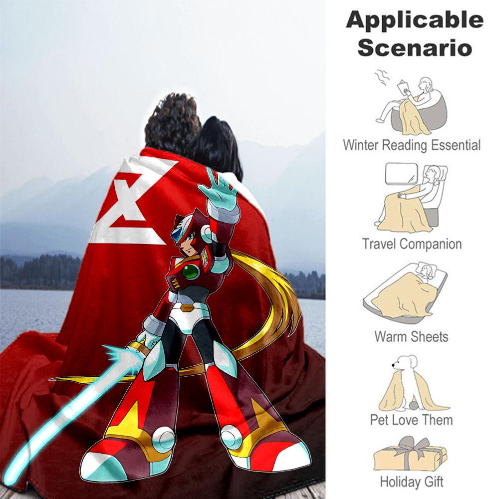 1PC Mega Man Hero Armor Outdoor Blanket Lightweight Flannel, Soft & Warm, All-Season Use for Sofa, Outdoor, Camping, Living Room, Office37