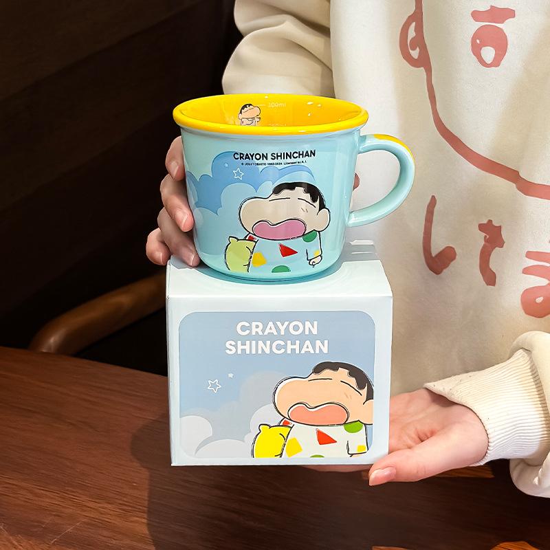 Crayon Shin China Cup Mug Girl Cute Couple Water Cup Household Breakfast Ceramic Coffee Cup Birthday Gift