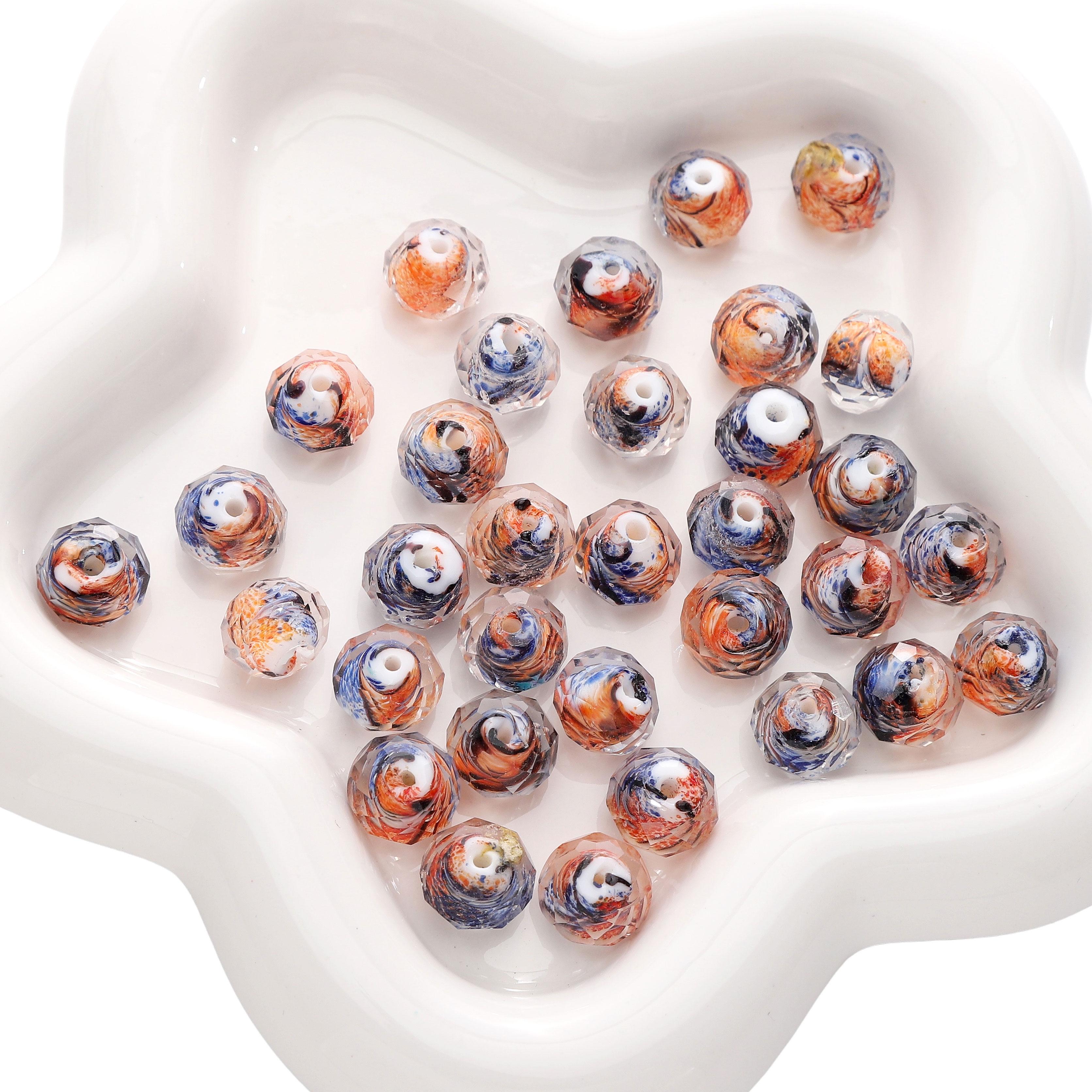 

12x10мм Граненые Стеклянные Бусины Плоские Круглые Разделительные Рассыпные Бусины для DIY Браслетов Ожерелий Изготовления Ювелирных Изделий 08