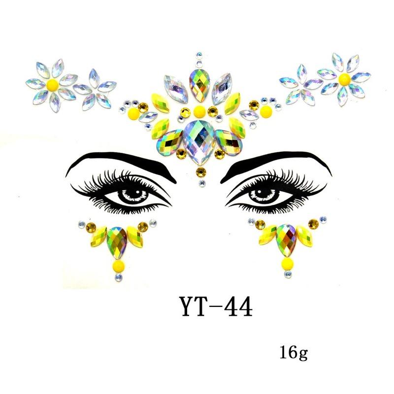 1Pcs 3D Crystal Face Stickers Decoration Face Eye Stickers Chest Sticke Glitter DIY Jewelry Festival Party Temporary Tattoo Stickers for Women