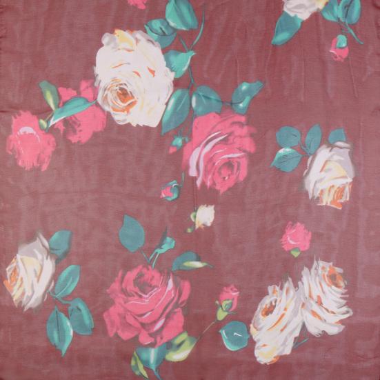 Women Faux Silk Scarf Flower Print Long Soft Scarf Sun Protection Beach Travel Outdoor Lightweight Shawl