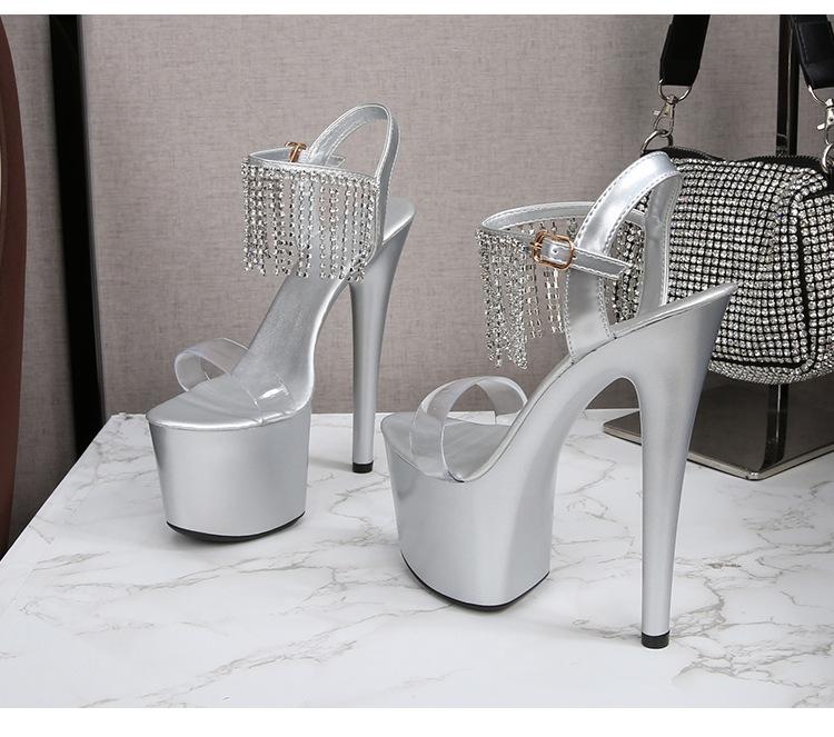 Damen Stilettos Sexy Catwalk Fransenmode Sandalen 181 Serie 16,5cm Absatz 7cm Plateau LFD