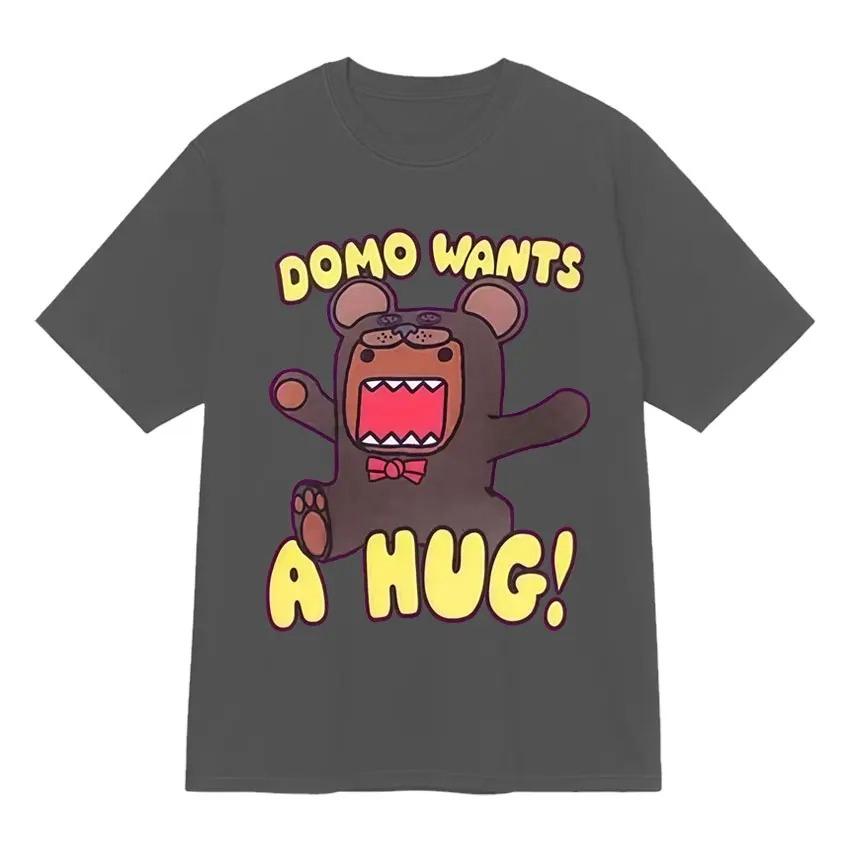 

Женская толстовка Domo с круглым вырезом в стиле хип-хоп, хлопковая, удобная, с коротким рукавом, парный наряд, высококачественная модная футболка, топ 4XL