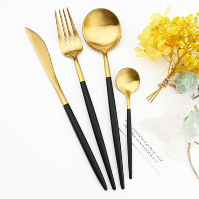 4 Teile/satz Matte Gold Geschirr 18/10 Edelstahl Besteck Set Messer Gabel Kaffee Löffel Geschirr Küche Besteck Besteck