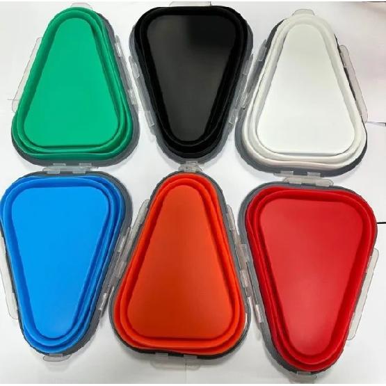 Baby Food Grade Silicone Folding Pizza Box Reusable Triangle Pizza Packing Box Take Away Box Silicone Children Food Storage Box