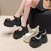 High heels muffin platform main wedding dress wedding bride shoes one word buckle years Mary Jane shoes adult