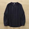 Women Cotton Yarn Soft Shirts Long Sleeve V Neck Blouses White Blue Patchwork Office Lady Tops Casual Female Clothes