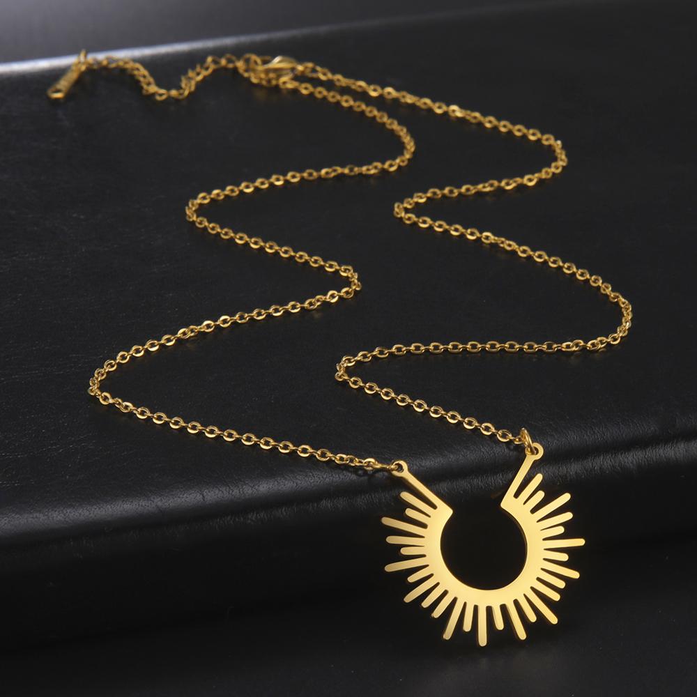 Collana Pendente Raggio di Sole Donna Catena in Acciaio Inossidabile Collane Gioielli da Collo Bohemien Regali per Amici