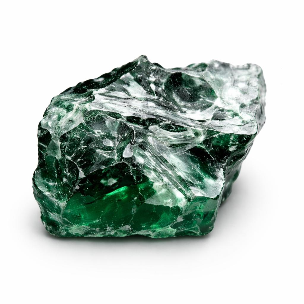 Smeraldo Verde Sintetico Pietra Grezza Sciolta 1014,1 ct Non Tagliato Grezzo Verificato in Laboratorio per Collezioni di Gemme