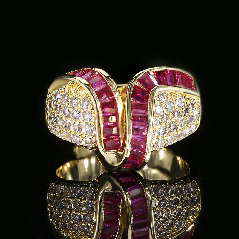 Autumn And Winter Jewelry Copper Bottom Gold-Plated Simulation Color Treasure Ring Retro Style Gold Ring