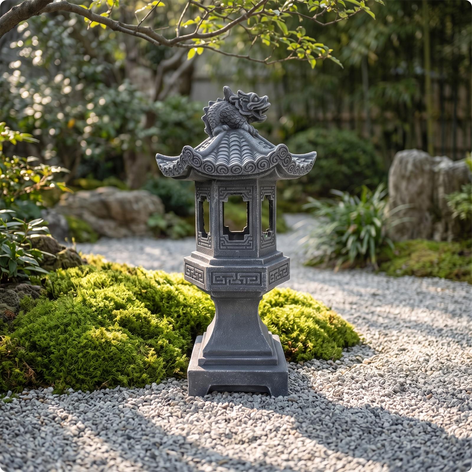 Pagoda Statue with Dragon Outdoor Stone