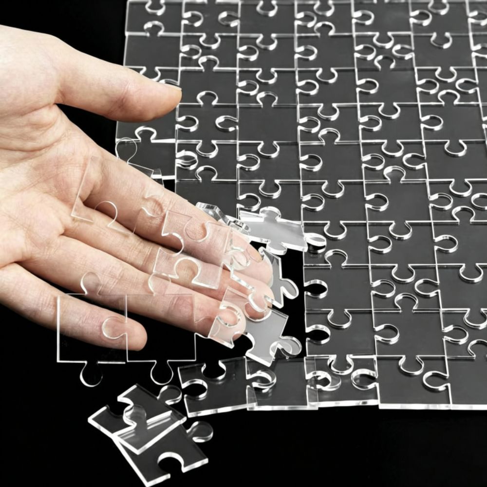 49/121/200/300Pcs Transparent Puzzle Brain Teaser Acrylic Puzzle Clear Blank Puzzle Adults Kids