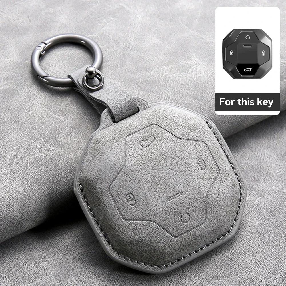 Leather Car Key Case Cover Protective Shell for Chery Jetour To Genesis Traveller T2 X90 X70 X95 DASHING X-1 Plus DTC L9 Kechain