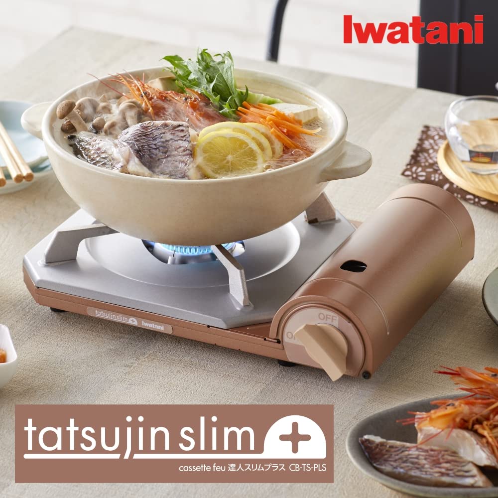 Iwatani Cassette Stove Tatsujin Slim Plus Metallic Coral Disaster Prevention (CB-TS-PLS) -