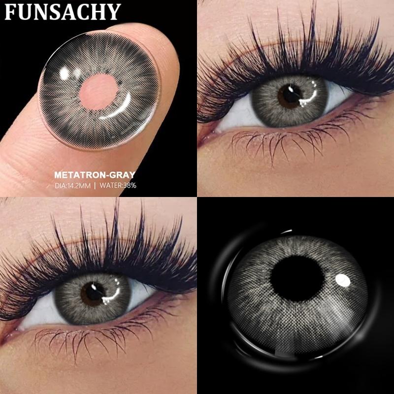 FUNSACHY 1pair Colored Pupils for Eyes Natural Brown Big Eyes Contacts Cosmetic Gray Eye Color Lens Blue Lenses for Woman Yearly