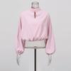 Fashion Brand Suit Pink Loose Long-sleeved Top + Ruffled Skirt Two-piece Set