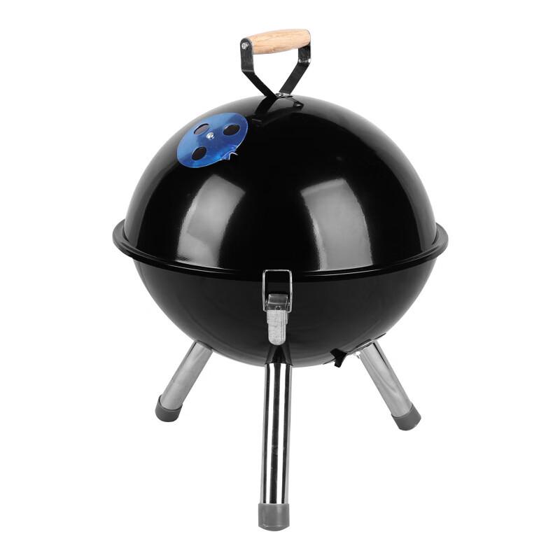 Портативный круглый угольный гриль-барбекю с крышкой