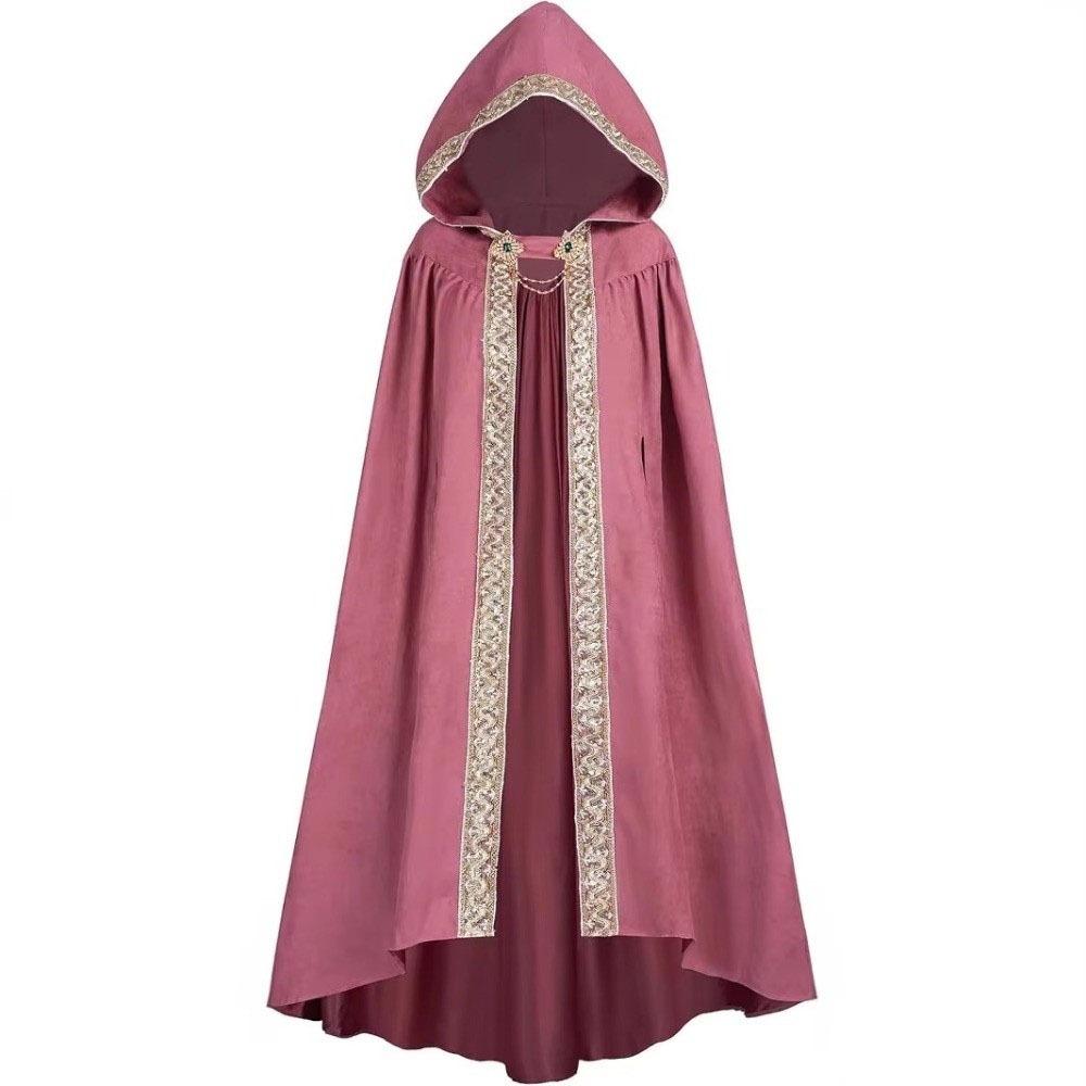 Mantello Medievale con Bordo a Nastro Pastorale Mantello con Cappuccio Fantasy Mantello da Guerriero Mantello di Halloween Adulto