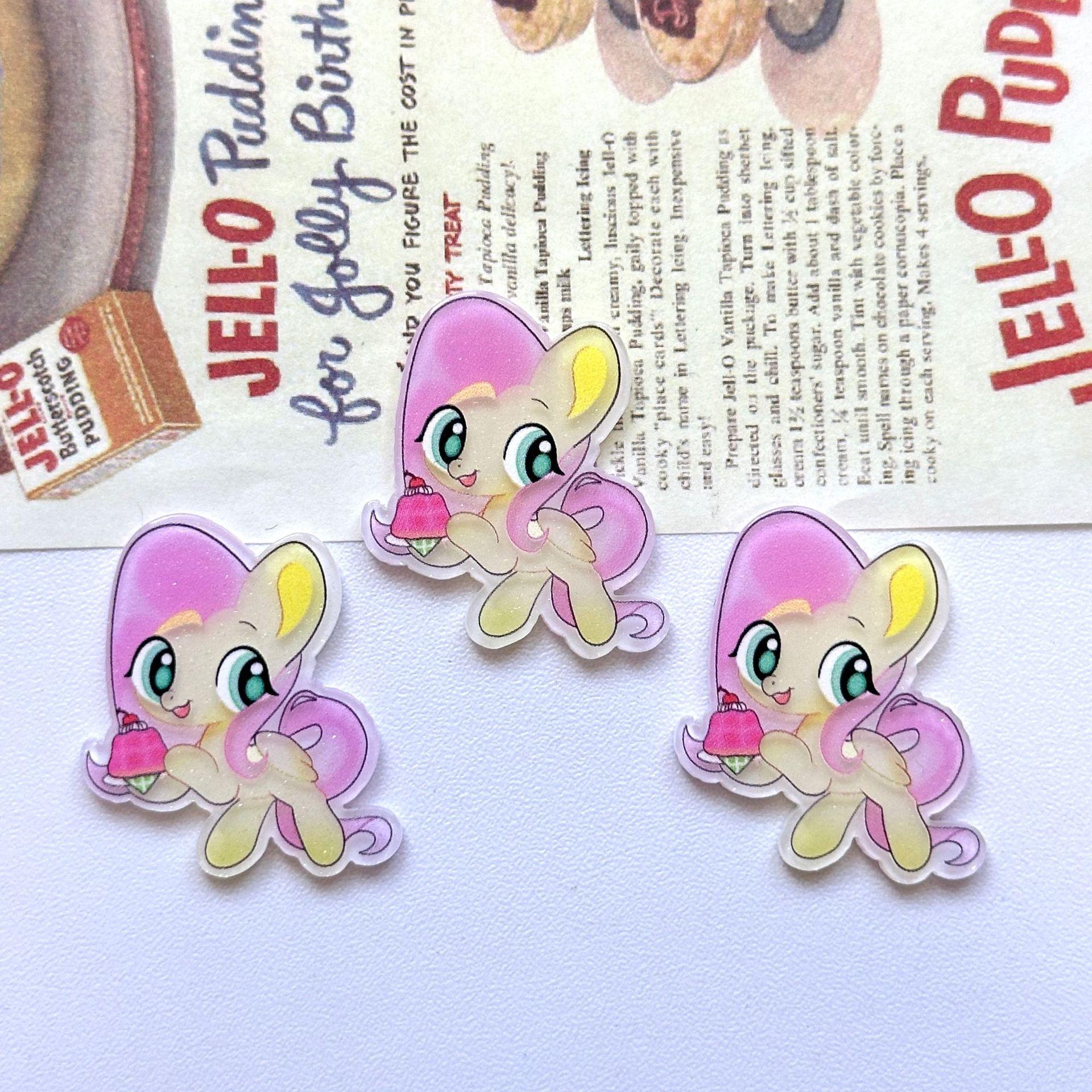 Акриловые Мультяшные Нашивки My Little Pony: Милые DIY Заколки для волос, Броши, Значки и Аксессуары для чехлов телефонов pink