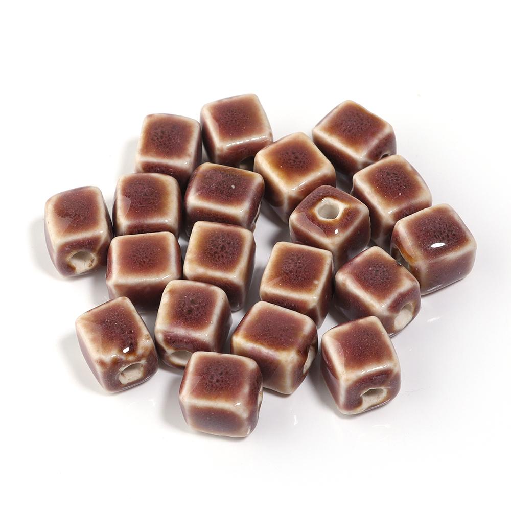 10pcs/lot Colorful Square Ceramic Beads Floral Glaze Porcelain Bead for DIY Bracelet Necklace Charms  Jewelry Making Supplies