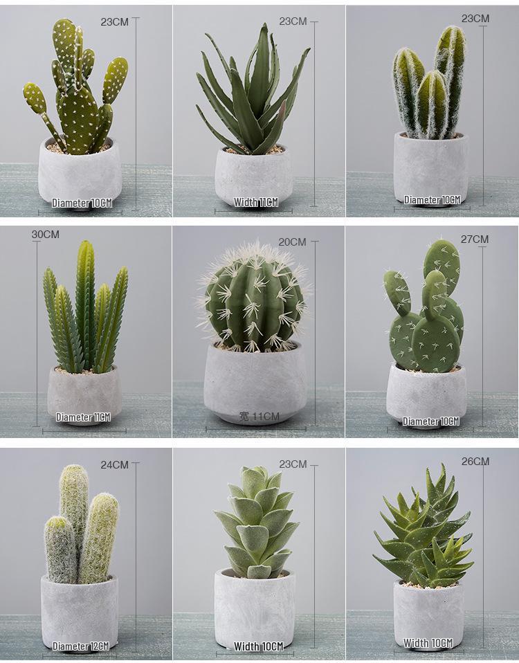 Retro Cement Cactus Bonsai - Small Faux Potted Plant for Office Decoration