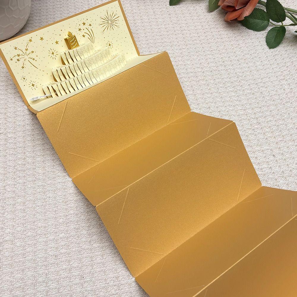 3D Pop-Up Birthday Red Envelope Greeting Card Foldable 6 Card Slots New Year's Money Red Envelope Gold-stamped Cover