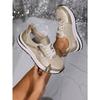 Women's Plus Size Single Shoes Spring and Autumn New Style Rhinestone Lace Up Casual Shoes