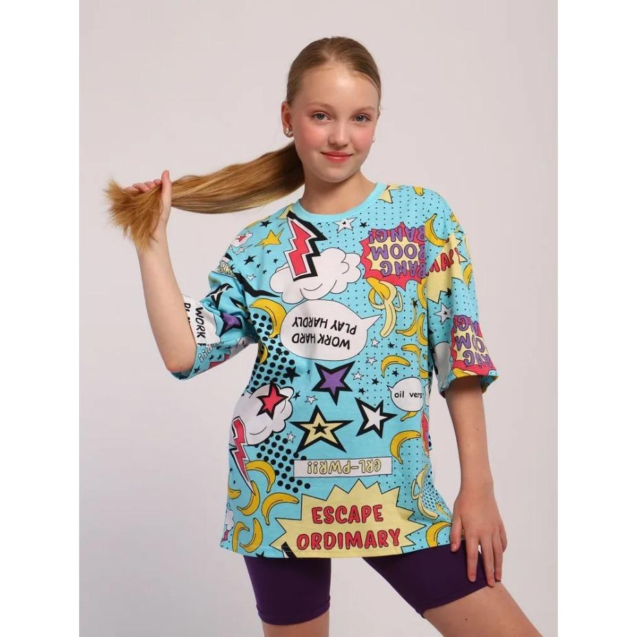 

Футболка с рисунком в 3D-стиле, одежда для девочек, детская одежда с коротким рукавом, футболки для детей от 4 до 15 лет, кавайные топы, детские летние футболки 160