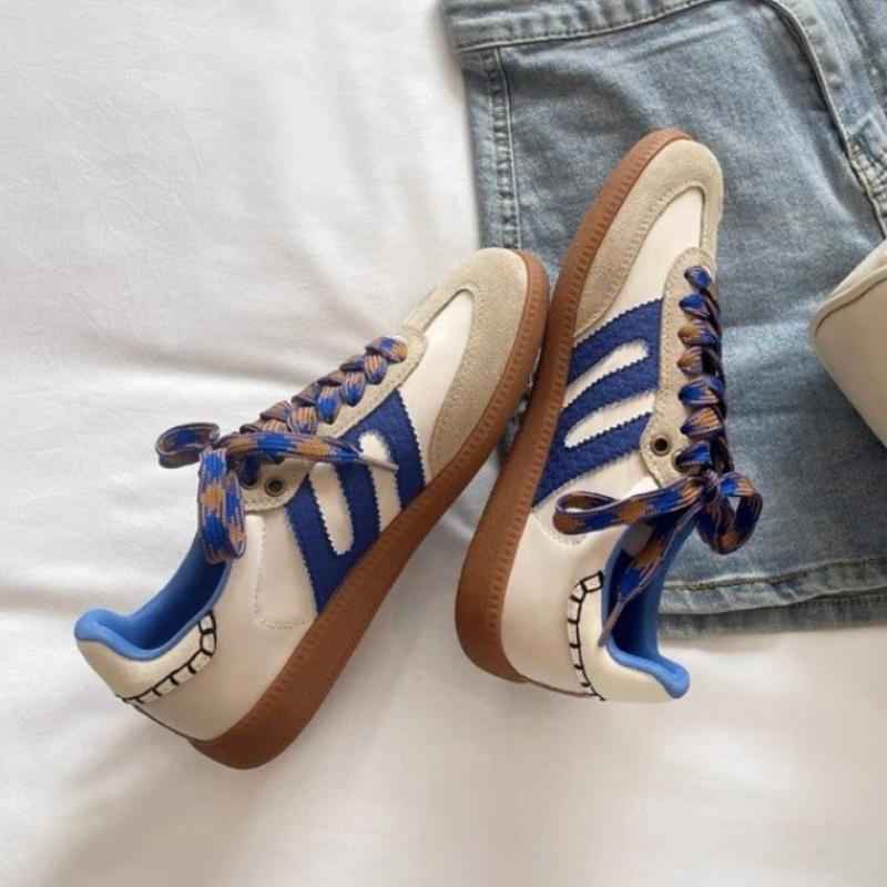 Fashion Genuine Leather Retro Shoes for Women 2024 New Breathable Flat-soled Sports and Casual Lace-up Sneakers with Trendy Shoes
