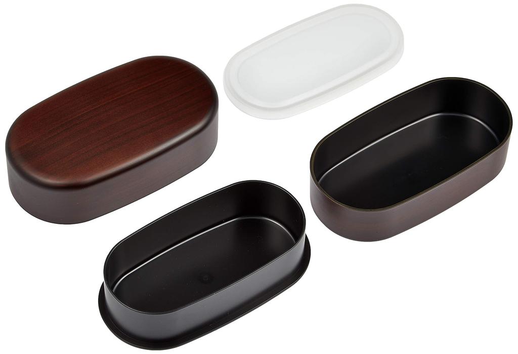 HAKOYA Jumbo Oval Lunch Box, Red Wood Grain, 50555