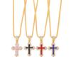 Personalized Versatile New Multi-color Zircon Pendant European and American Full Diamond Cross Necklace Hip-hop Trend Jewelry