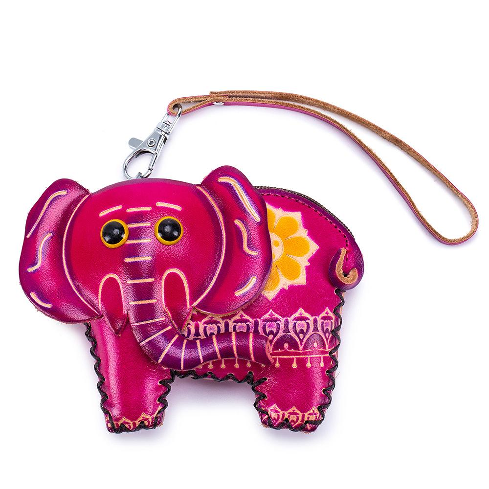 Cowhide Creative Handmade Change Bag, Wrist Bag, Key Bag, Coin Bag, Zodiac Animal Storage Bag
