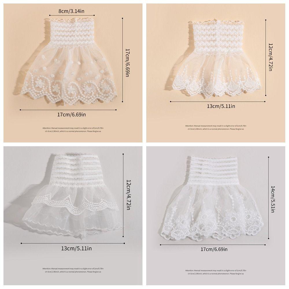 Gift Double Layer Lace Fake Cuffs Pleated Flower Elastic Sleeve Cuffs Detachable All-match False Cuff Sleeve Sweater Decorative