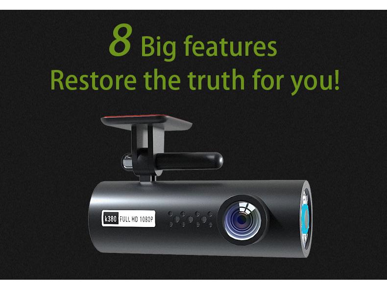 WiFi 1080P HD Dash Cam with Night Vision & Mobile Phone Connectivity
