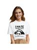 Fauler Panda Ich Hasse Morgen T-Shirt Damen Mode Kurzarm T-Shirts Herren Sommer Rundhals Kleidung Lässig Cartoon Oberteil Damen T-Shirt