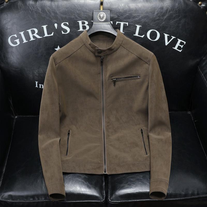 2025 Nouveau Style Veste en Cuir Homme Mode Décontracté Version Coréenne Manteau en Cuir Coupe Ajustée Tenue Décontractée 9117