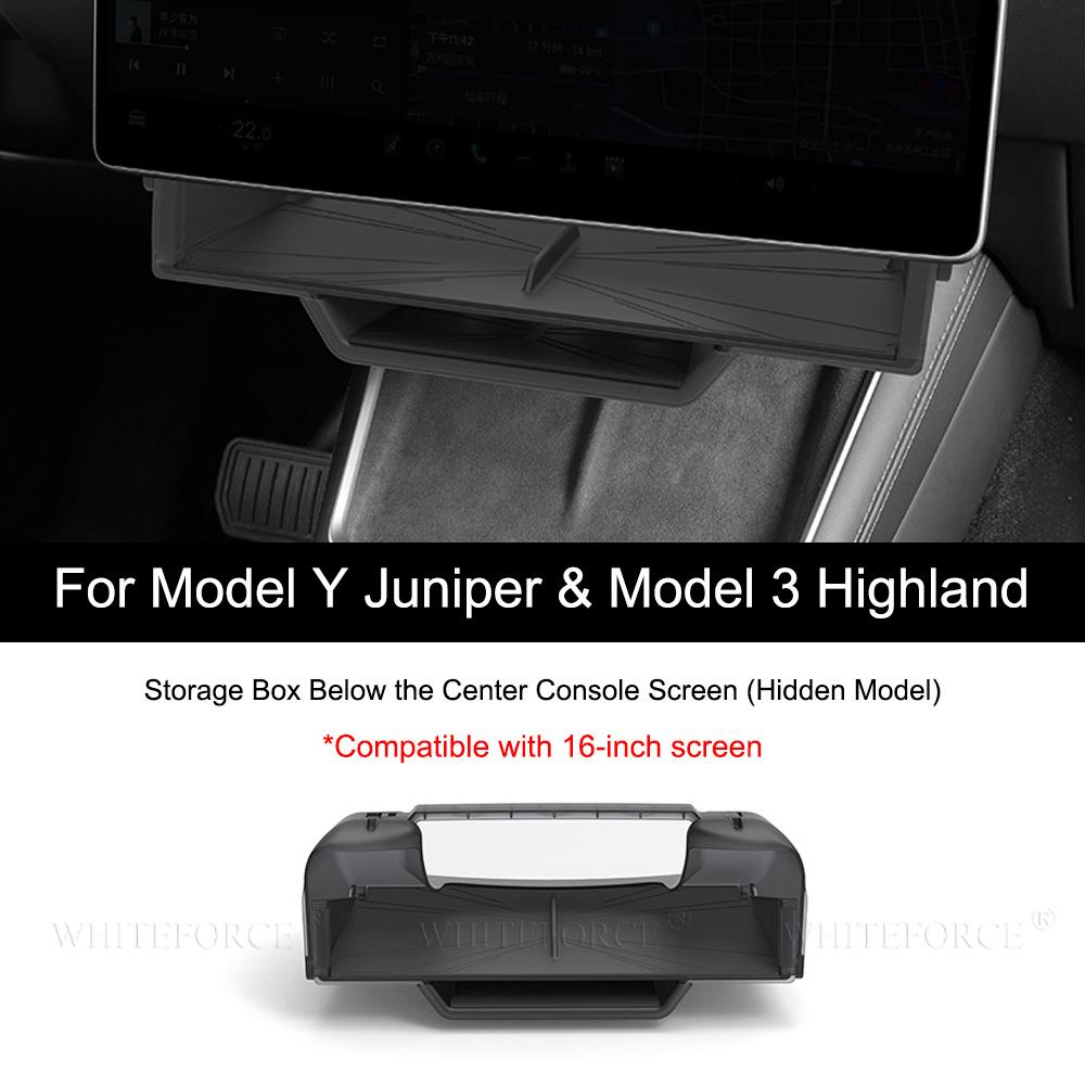 For Tesla Model 3/Y -2026 Storage Box Hidden Storage Case Tray Under The Central Control 16-inch Screen for Model Y Juniper