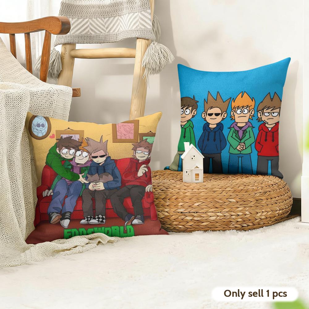 Cartoon Anime Eeddsworld Cushion Cover Organic Linen Square Pillow Case Durable Nonallergenic And Kind To Skin