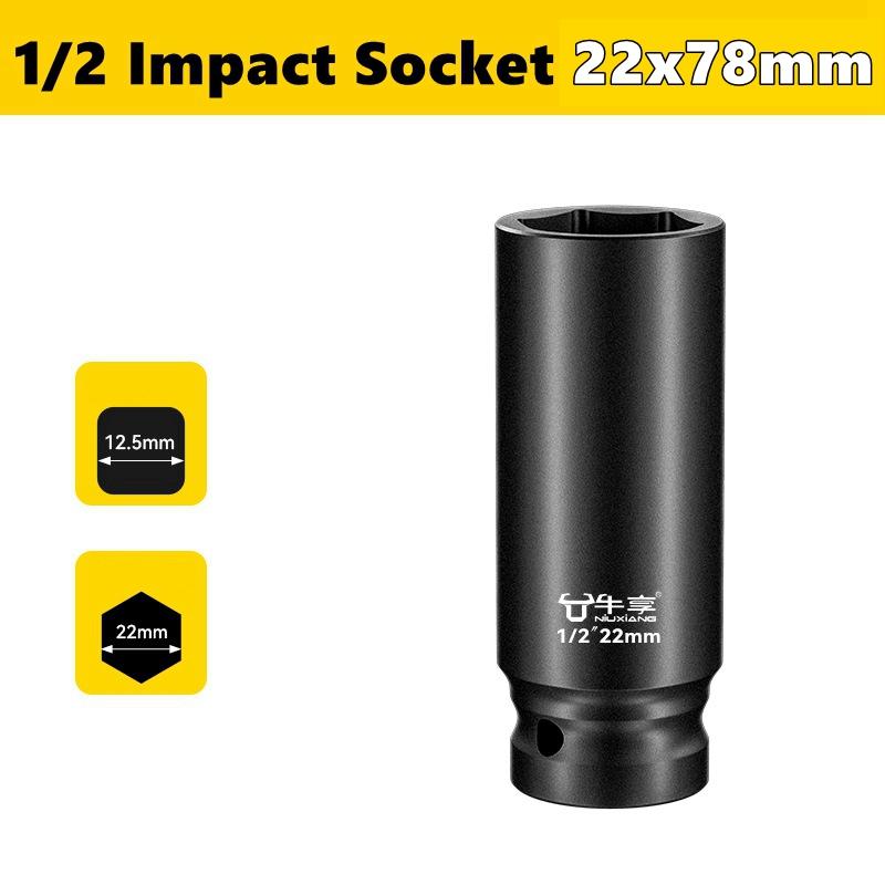 8-28mm Impact Wrench Socket Square Driver Head 1/2" Impact Socket Lengthed Adapter Wrench Head Hexagon Electrical Wrench Socket