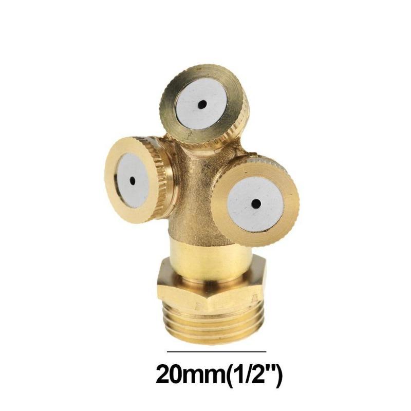 1/2" Misting Nozzle Brass Atomizing Spray Fitting Nebulizer Hose Connector Water Sprinkler Adjustable for Garden Lawn Irrigation