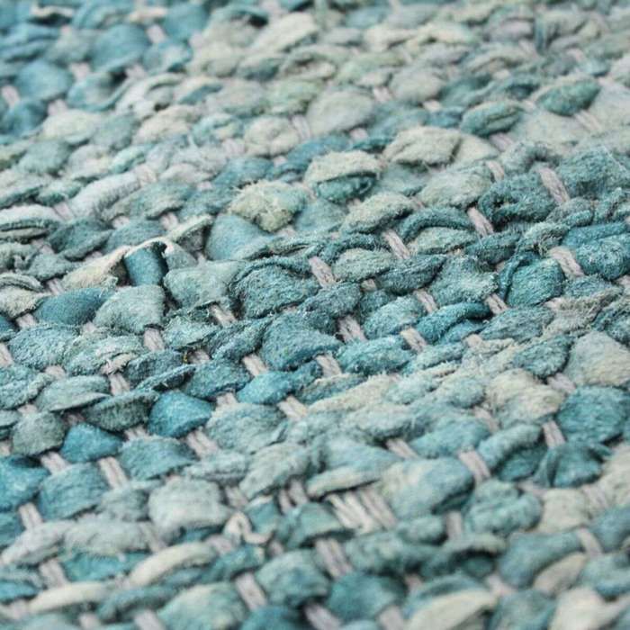 Living Room Rug In Light Blue Braided Leather 120x170