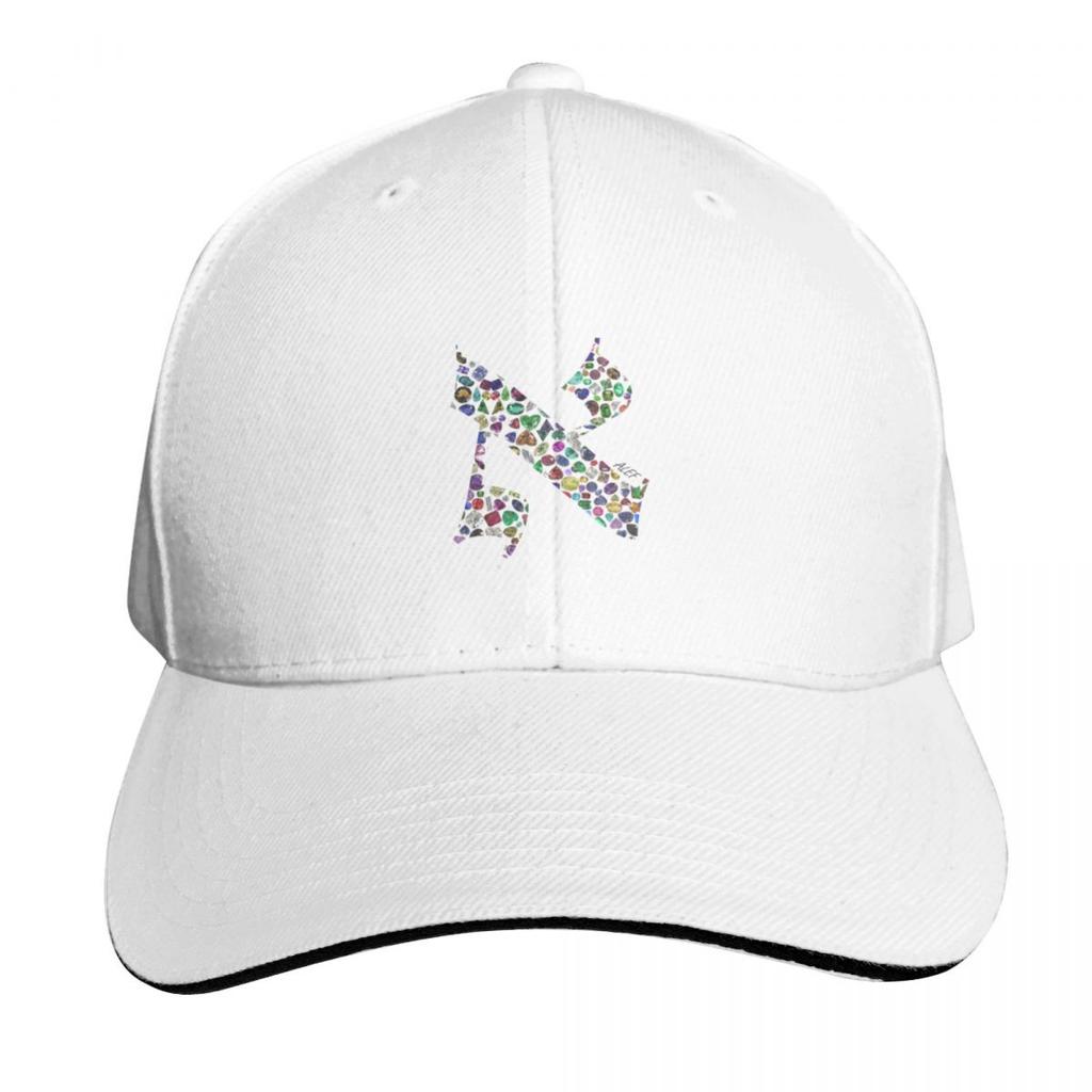 Hebrew Letter ALEF made with Gemstones in All Colors Baseball Cap Streetwear Visor Fishing cap Rugby Womens Golf Clothing Unisexs