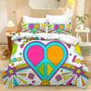 Home Textile Three-Piece Small Fresh Color Heart Cartoon Digital Printing Quilt Pillowcase Bedding