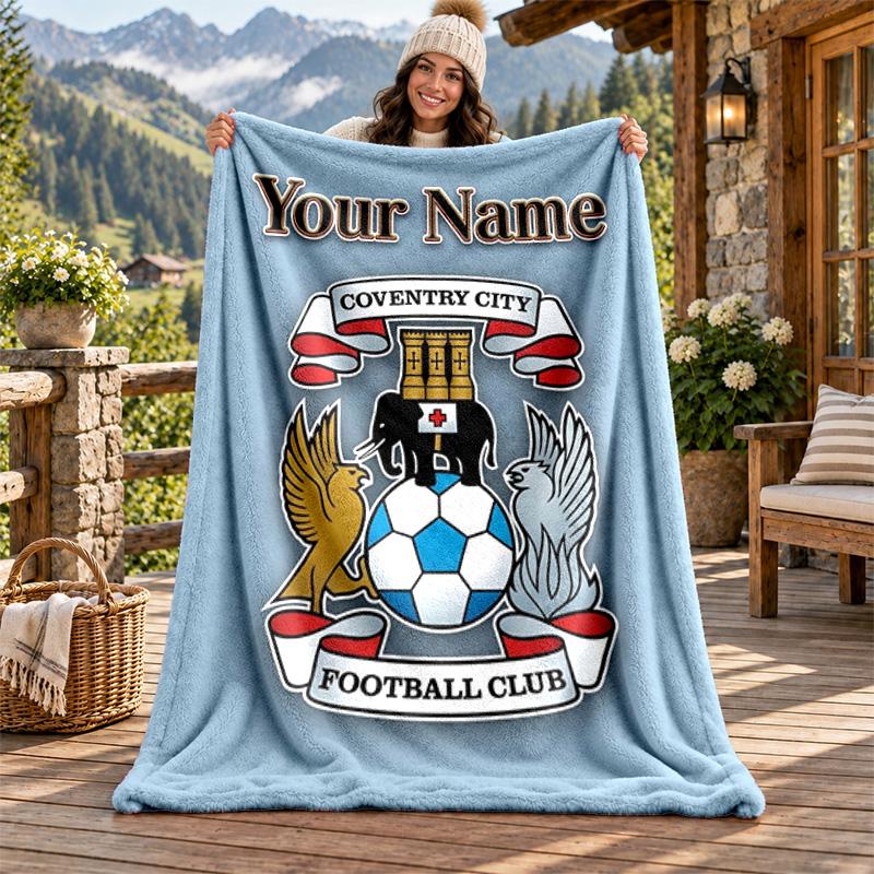Coventry City F.C. Individualus pavadinimas flanelinis pledas, personalizuotas minkštas šiltas pliušinis pledas, pritaikyta dovana šeimai, draugams